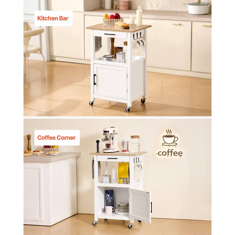 18x23" Kitchen Island Cart Rolling Storage Table with Single Door Cabinet