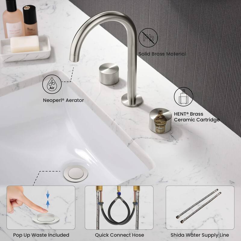 Circular X 8" Bathroom Sink Widespread Faucet with Drain Assembly