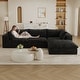 preview thumbnail 129 of 147, Modular Sectional Sofa Corduroy Upholstered Sleeper Sofa Convertible Cloud Accent Couch Deep Seat Chaise Lounge, DIY Combination 3 Seat with Otto - Black