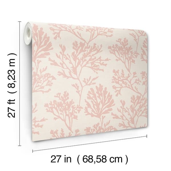 A-Street Prints Tortuga Pink Coral Weave Wallpaper