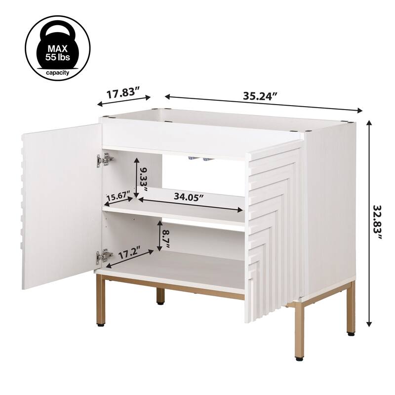 Rowan Geometric Modern Transitional 2-Shelf Bath Vanity Cabinet Only (Sink Basin Not Included), By JONATHAN Y