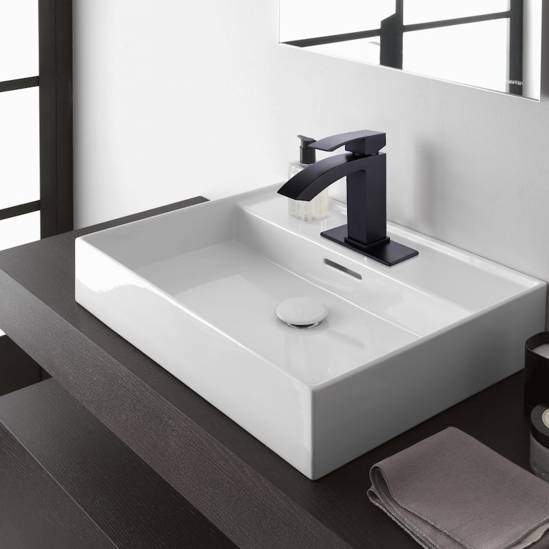 Modland Waterfall Bathroom Faucet Single Hole, CEC/CUPC Certified, with Cover Plate (Brushed Gold/Matte Black)