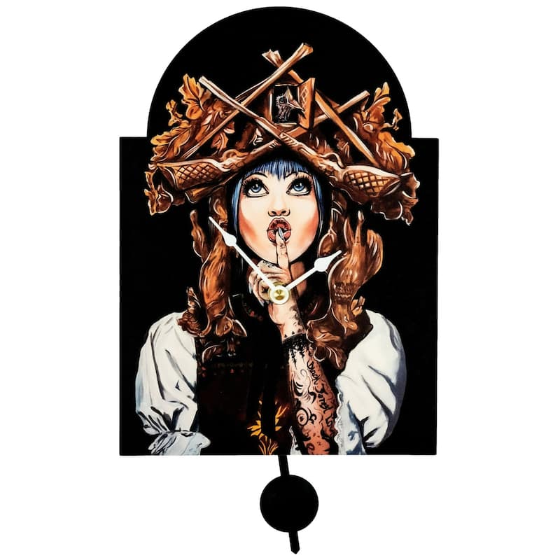 Women with Birdhouse Hat Wall Clock - 10"