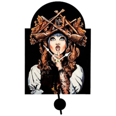 Women with Birdhouse Hat Wall Clock - 10"