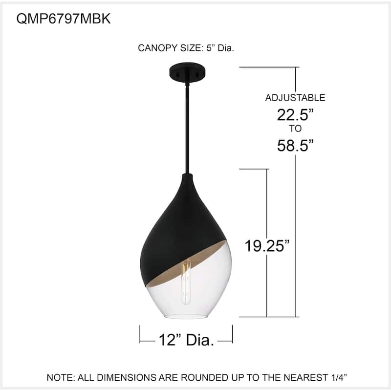 Drover 1-Light Matte Black Pendant