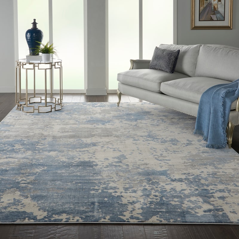 Porch & Den Meadowgate Eclectic Abstract Area Rug - 9'3" x 12'9" - Grey/Blue - Rectangle