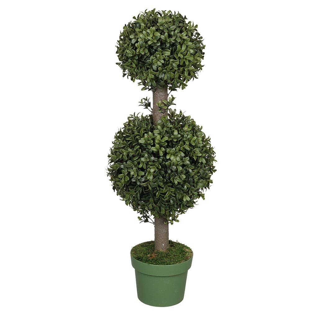 Faux 2-foot Boxwood Double Ball Topiary - 2ft