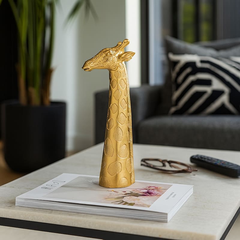 Resin Modern Giraffe Head Figurine Decor - Gold