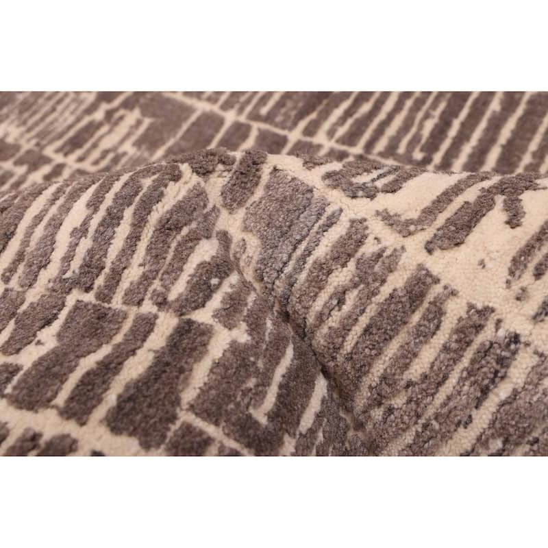 ECARPETGALLERY Hand Loomed Elysian Dark Grey Wool Rug - 7'10 x 10'0