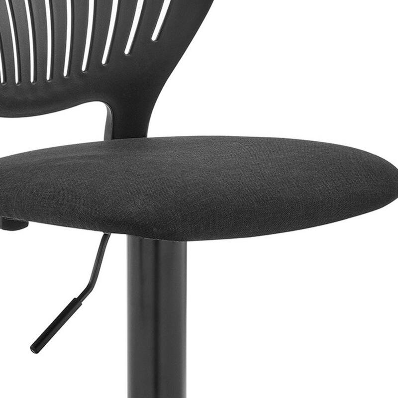 23" Black Adjustable Bar Stool with Round Seat Swivel Base and Comfortable Foam Cushion for Dining - 42" H x 16" W x 17" D