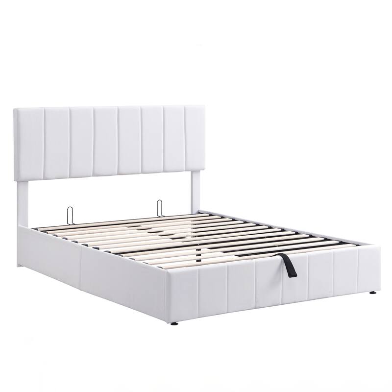 Queen size Upholstered Platform bed with a Hydraulic Storage System