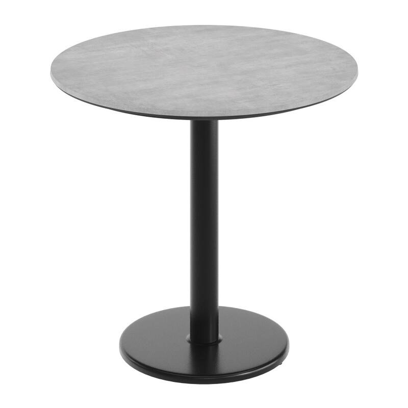 Commercial HPL Tabletop with Table Height Round Base - Gray Faux Concrete/Black Base - 31.25"W x 31.25"D x 29.5"H