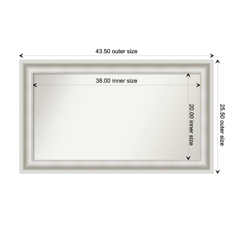 Parlor White Framed Non-Beveled Custom Wall Mirror, Bathroom Vanity Mirror - Outer Size: 43.5 x 25.5