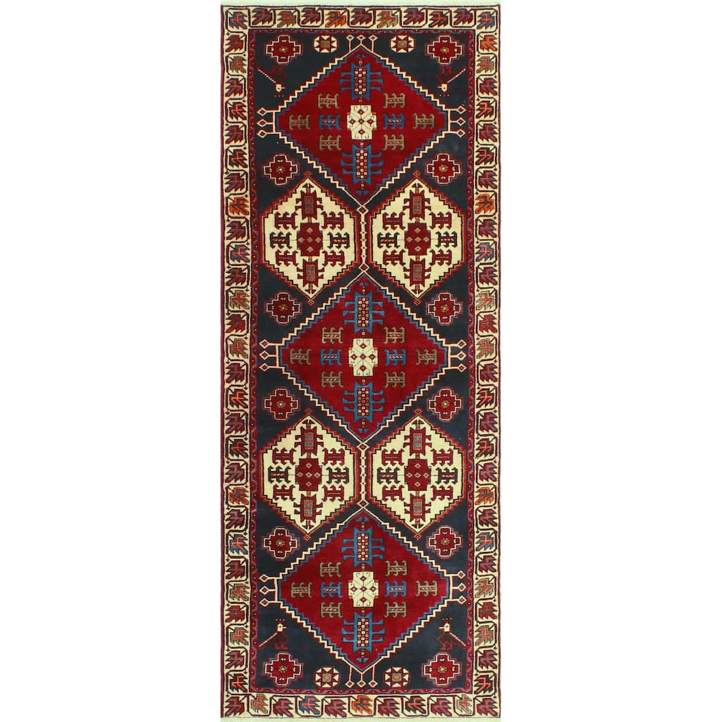 Fine Vintage Distressed Bedriye Navy/Ivory Runner - 3'7" x 9'6"