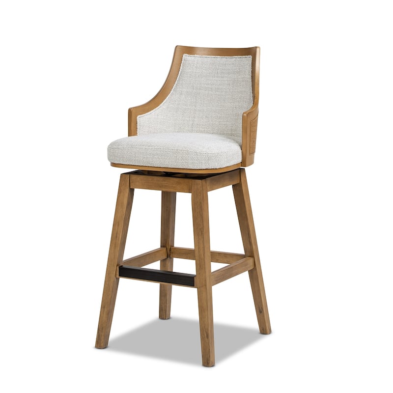 Bahama 26" Cane Rattan High-Back Swivel Counter Height Bar Stool