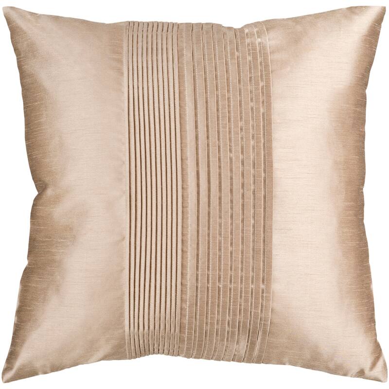 Livabliss Hind Decorative 18-inch Shiny Square Pleated Throw Pillow - Cover Only - Safari Tan