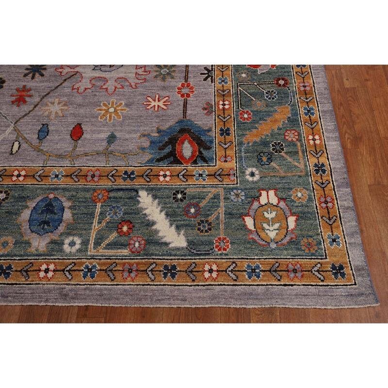 Vegetable Dye Grey Oushak Turkish Rug Hand-Knotted Wool Carpet - 8'9"x 11'9"