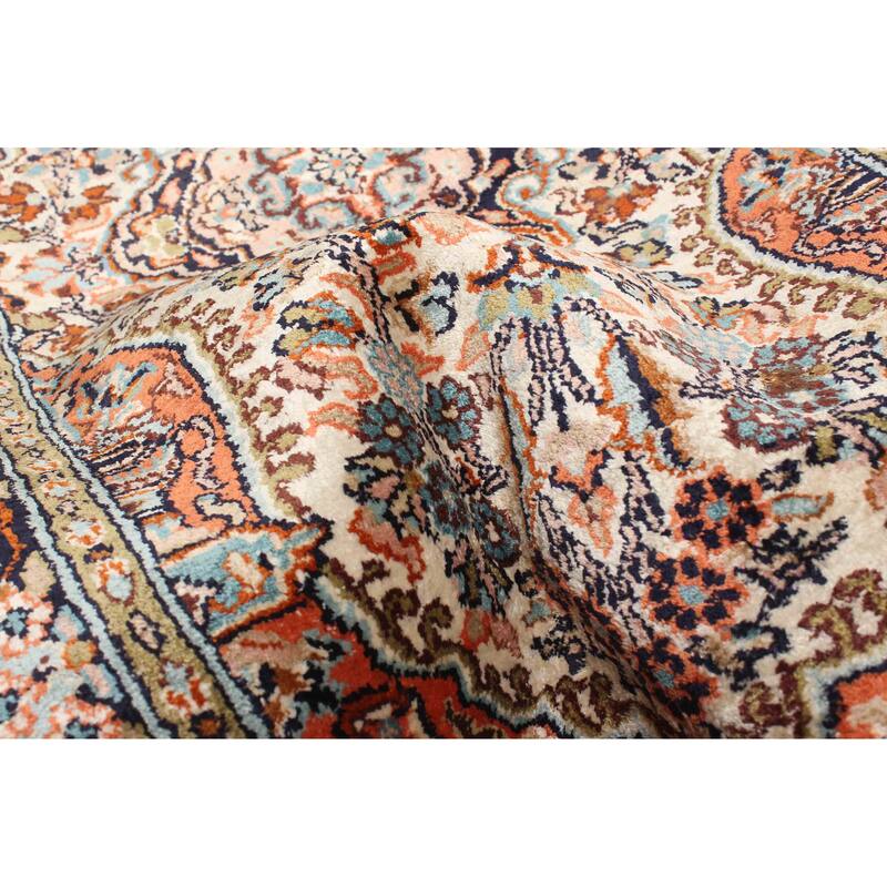 ECARPETGALLERY Hand-knotted Kashmir Cream Viscose Rug - 1'8 x 3'2