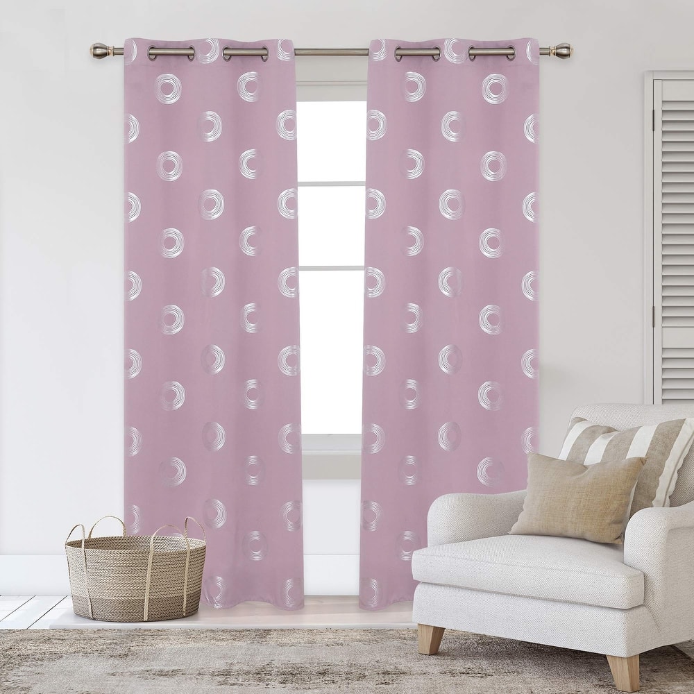 Concentric Circles Pattern Room Darkening Curtain 2 Panels