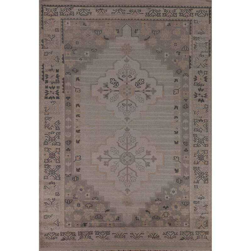 Heriz Serapi Indian Area Rug Handmade Beige Wool Carpet - 8'9" x 11'10"