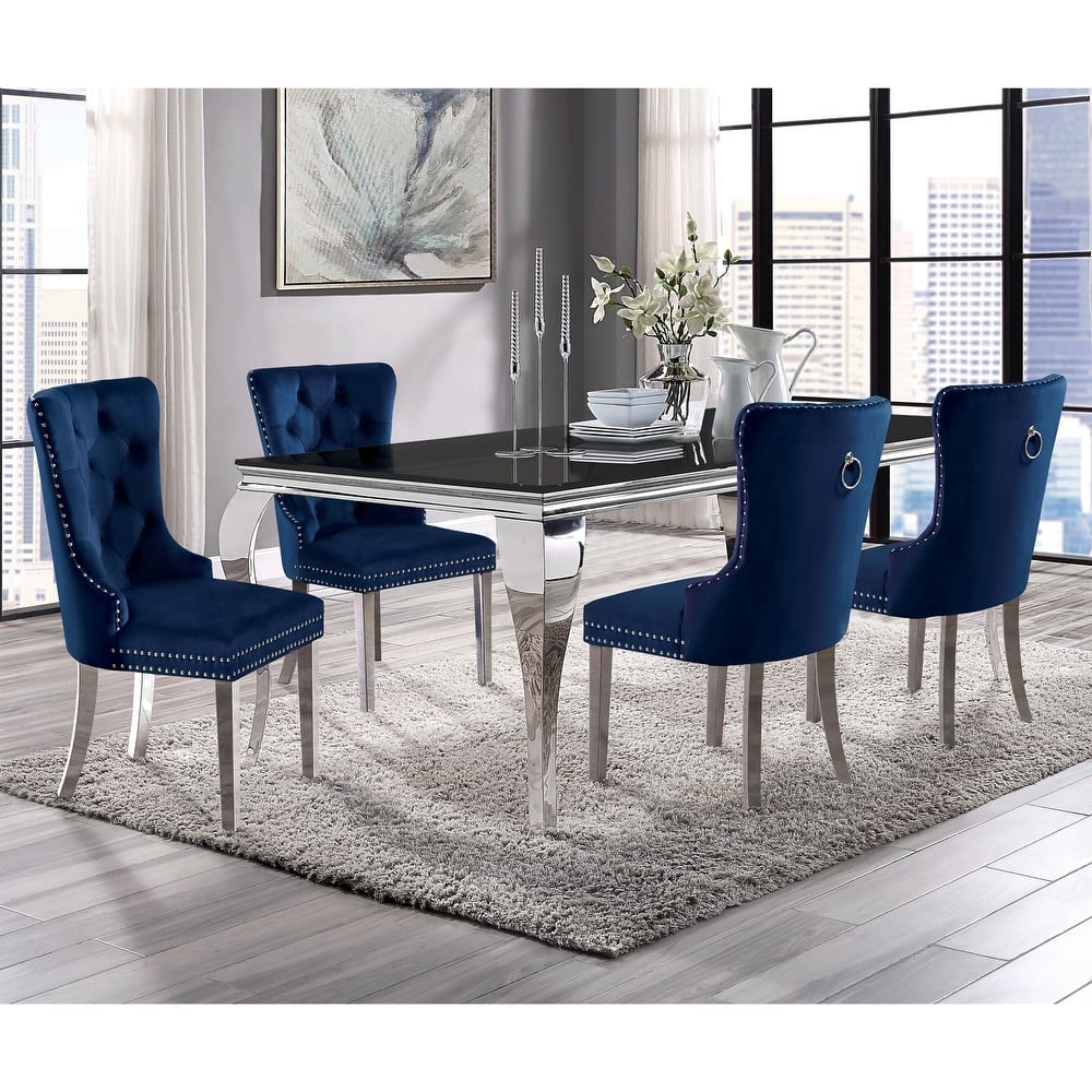 Pizo Glam Glass Top 5-Piece Dining Table Set by Furniture of America