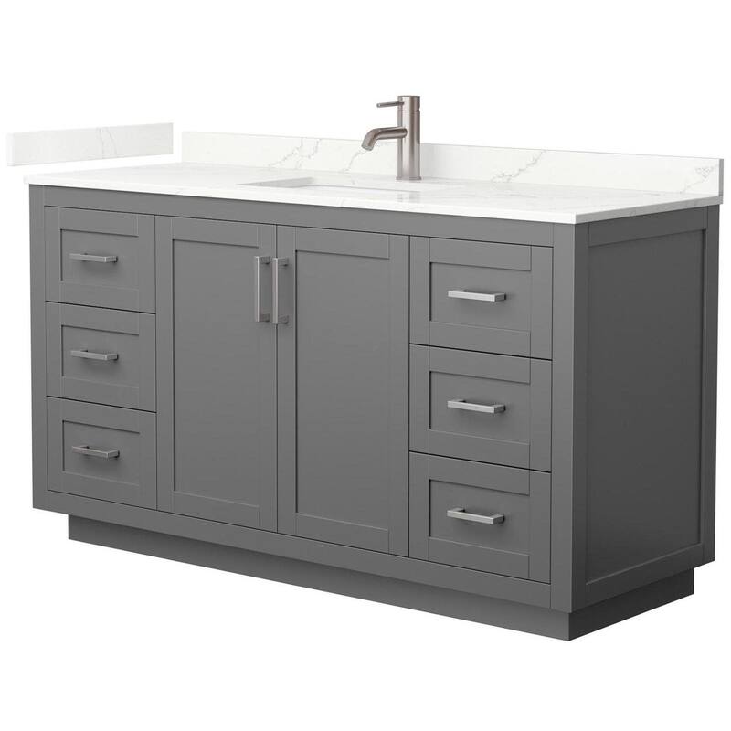 Wyndham Collection WCF292960S-QTZ-UNSMXX Miranda 60" Free Standing - Dark Gray / Giotto Quartz Top / Brushed Nickel