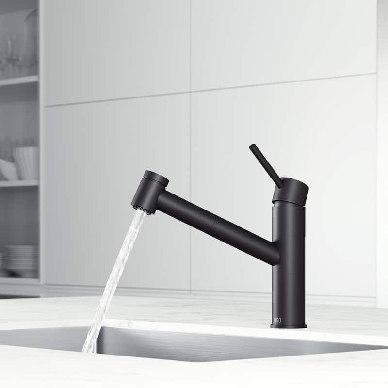 VIGO Branson 9" H Single Handle Pull-Out Sprayer Kitchen Faucet