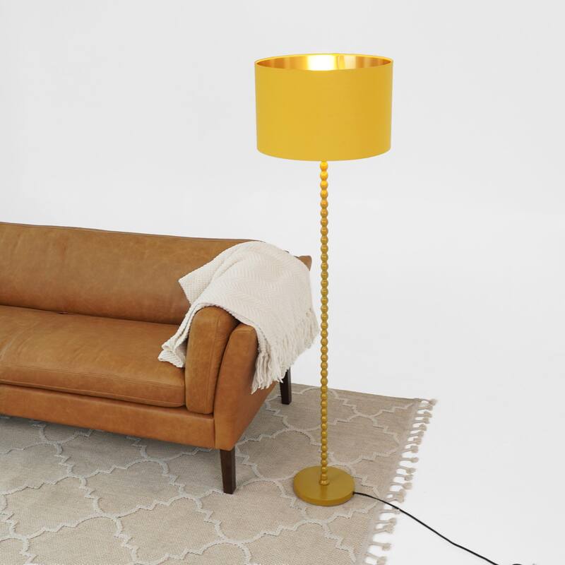 Modern Floor Lamp for Living Room, Tall Corner Lamp for Bedroom & Office Lighting, Orbit Floor Lamp Ochre and Gold 110-120V