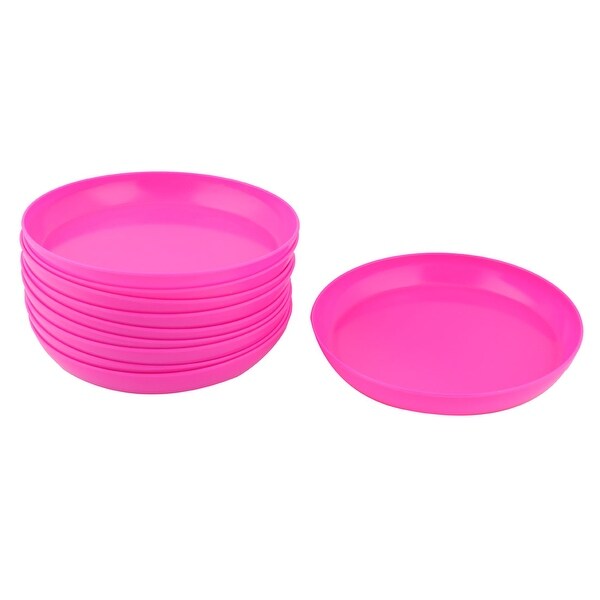 Household Yard Melamine Round Flower Pot Holder Tray Fuchsia 8.6 Inch Dia 10 Pcs