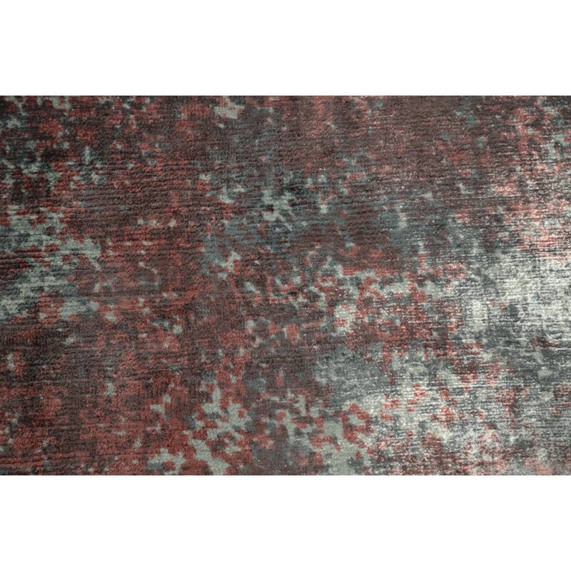 Hand Knotted Oriental Viscose Silk Carpet Modern All-Over Oranges & Rust Abstract Area Rug - 7' 11'' X 5' 5''