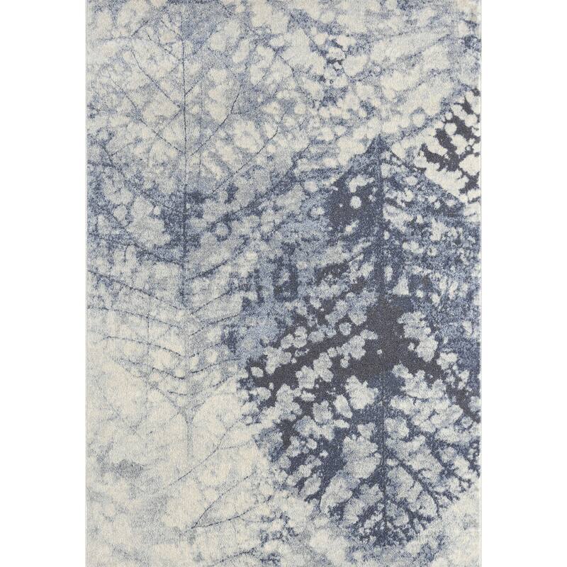 Abani Cruz Contemporary Leaf Print Blue Indoor Area Rug