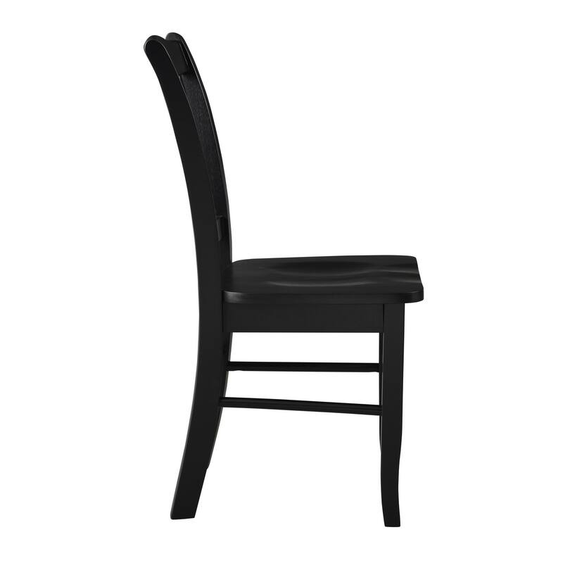 Nova 18 Inch Dining Side Chair Set of 2, Slatted Backrests, Jet Black Wood