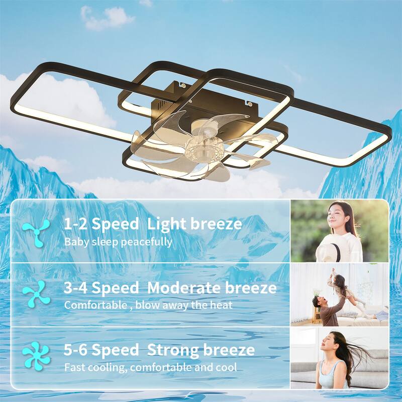 41" Ceiling Fan with Lights Remote Control Dimmable LED, 6 Gear Wind Speed