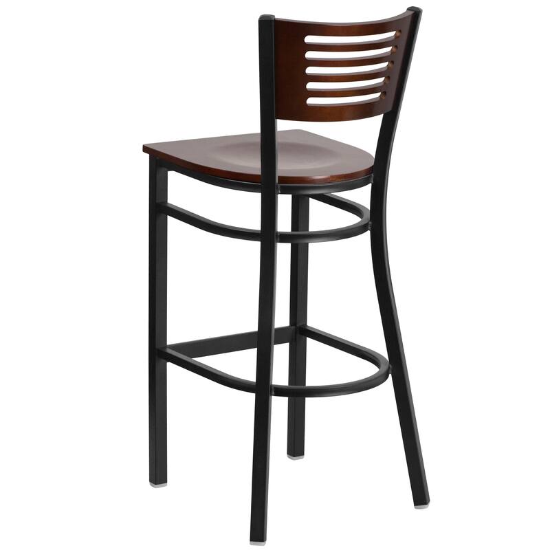 2 Pk. Hercules Series Decorative Slat Back Metal Restaurant Barstool - 19.75"W x 20"D x 43"H - 19.75"W x 20"D x 43"H