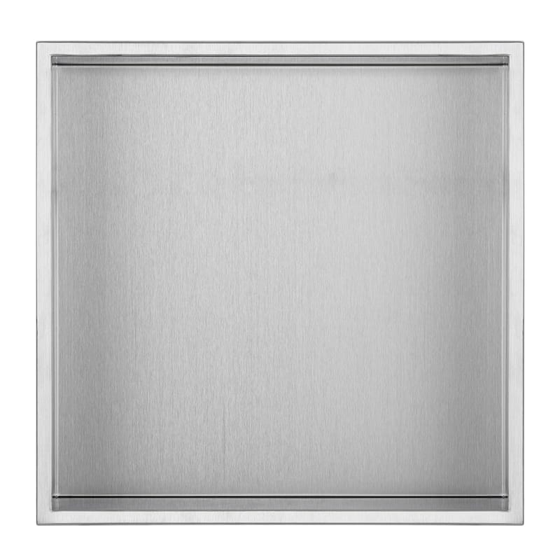 12-in x 12-in Ultra-thin Frame Recessed Stainless Steel Shower Niche Brushed Stainless Steel