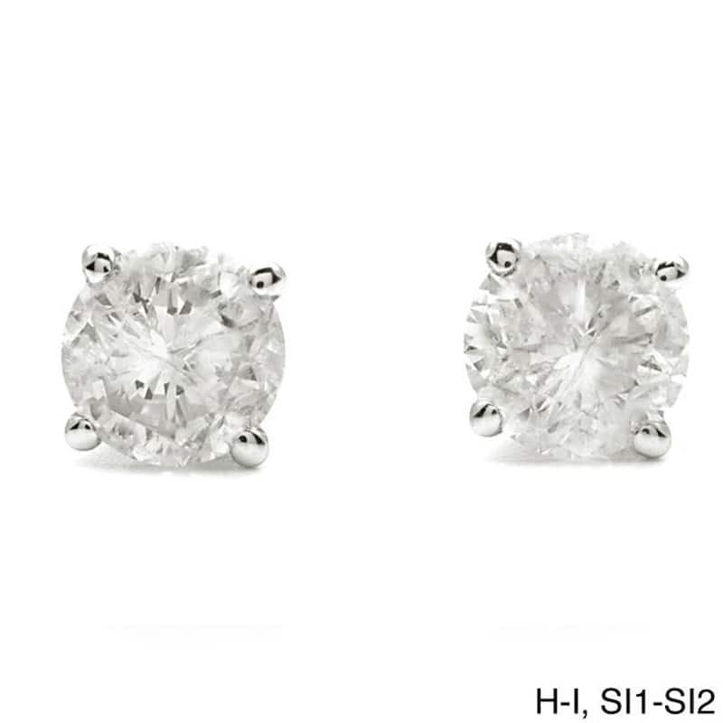 Auriya Platinum 1 1/2ctw Round Diamond Stud Earrings Clarity-enhanced - H-I, SI1-SI2