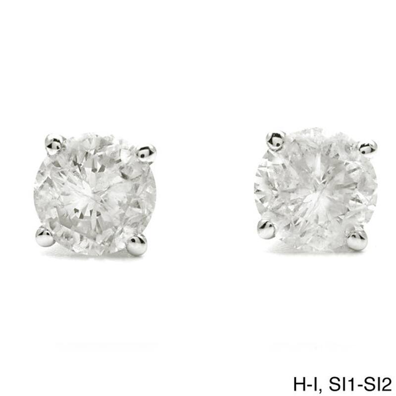 Auriya Platinum 1 1/4ctw Round Diamond Stud Earrings Clarity-enhanced (E-F, G-H, H-I or J-K, SI1-SI2, I1-I2 or I2-I3) - H-I, SI1-SI2