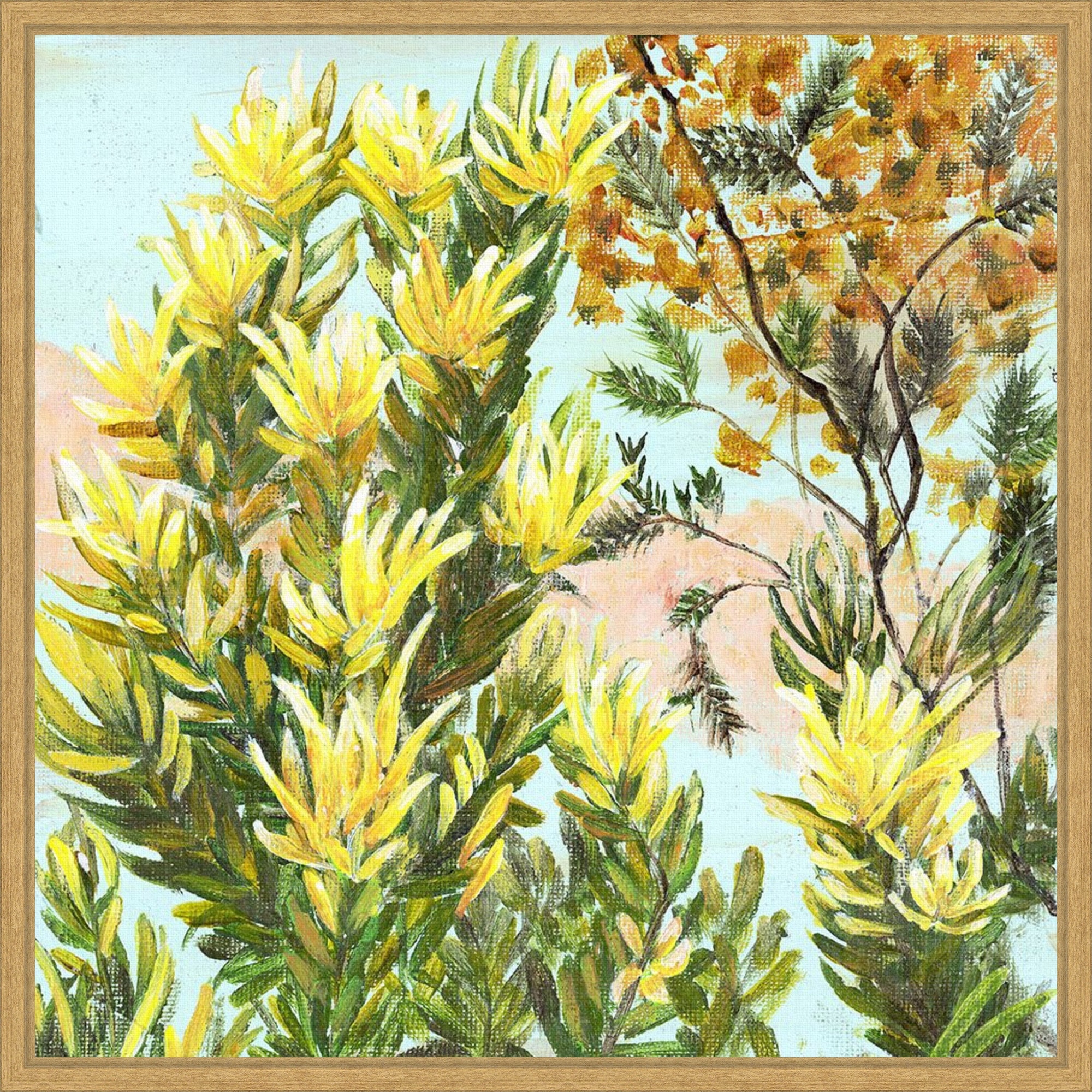 Licha 2 by Elan Studios Framed Canvas Wall Art Print - Sylvie Bright Gold