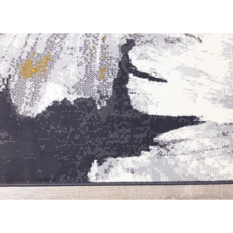 Florence Collection - Grey/Yellow Floral Rug - 4'7" x 6'7"