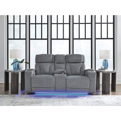 Signature Design by Ashley Forest Lake Gray Power Reclining Loveseat with Console - 76"W x 40"D x 42"H