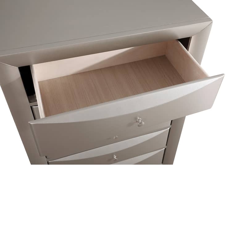 Wooden 5-Drawer Bedroom Chest - 48" - Silver Champagne