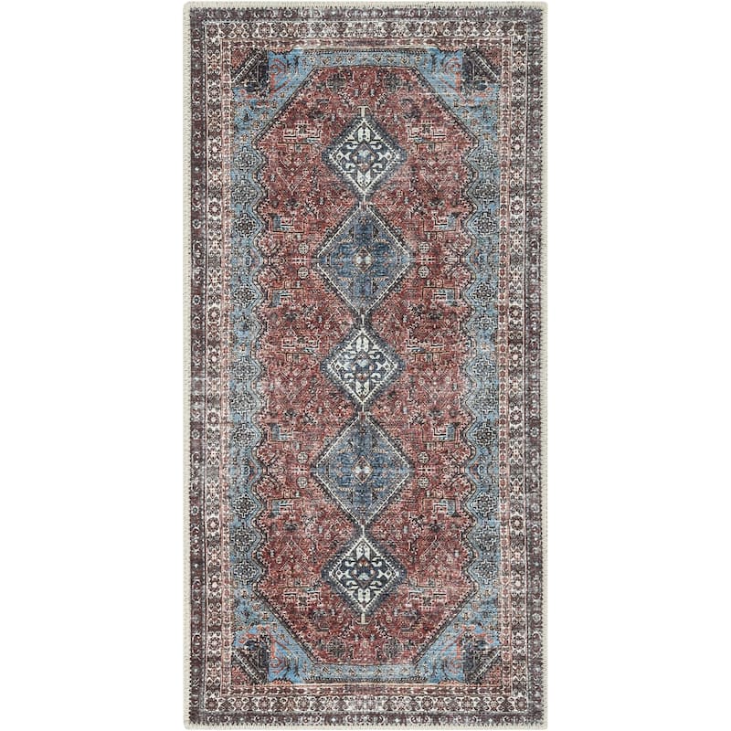 Well Woven Lotus Menda Vintage Medallion Machine Washable Area Rug