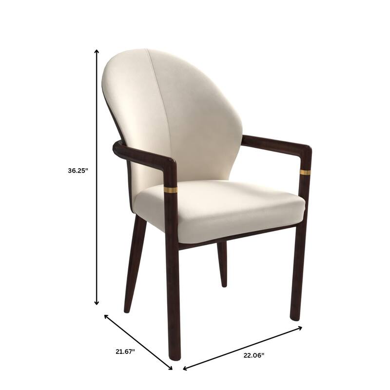 LeisureMod Modern Leather/Velvet Dining Chair - Elegant Armchair in Rubberwood with Gold Accents for Home Furniture