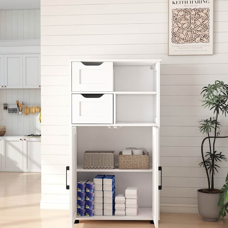 Farmhouse Storage Cabinet ,Versatile Double-Door Storage Cabinet with Adjustable Shelves