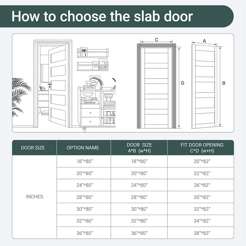 32 X 80 X 5 inch 5-Lite Frosted Glass Door Solid Wood French Door
