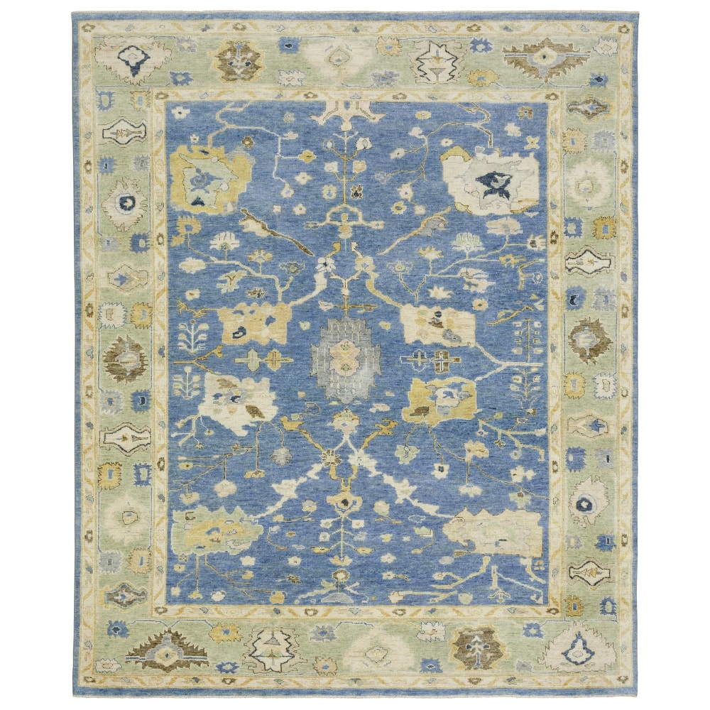 Style Haven Palma Wool Hand-Knotted Oriental Blue/ Green Area Rug