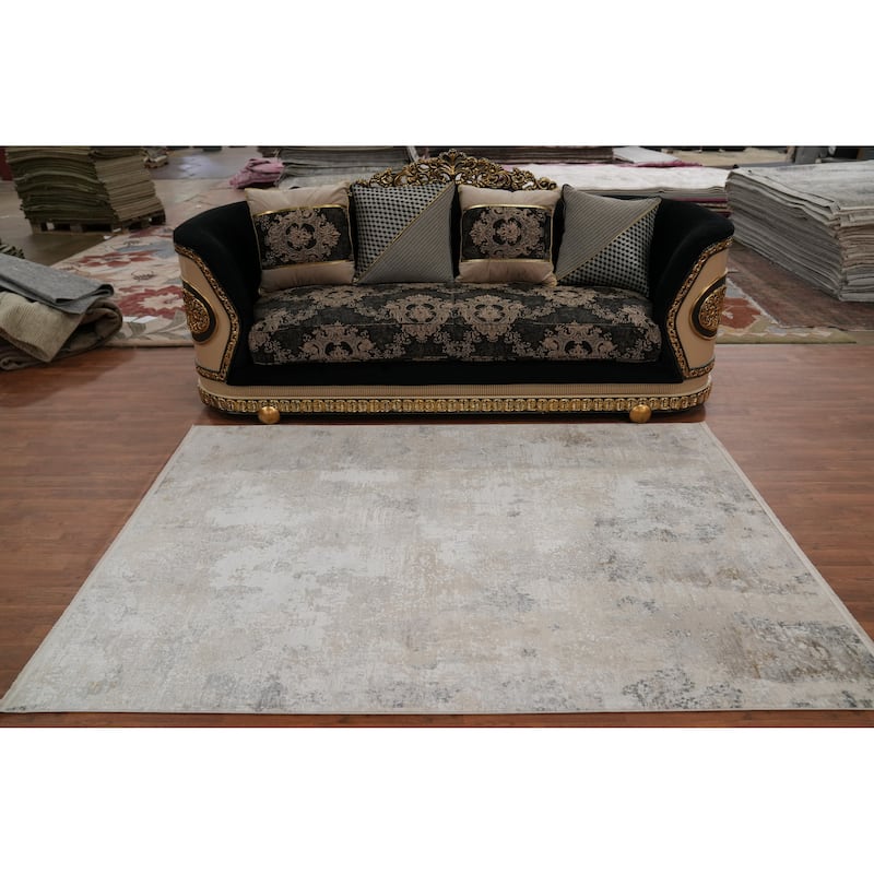 Machine Made Oriental Polyester Carpet Modern Abstract Beige & Ivories Abstract Area Rug - 7' 5'' X 5' 2''