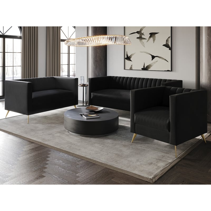 Clayfell Weiss Velvet Square Arm Chair/ Loveseat/ Sofa