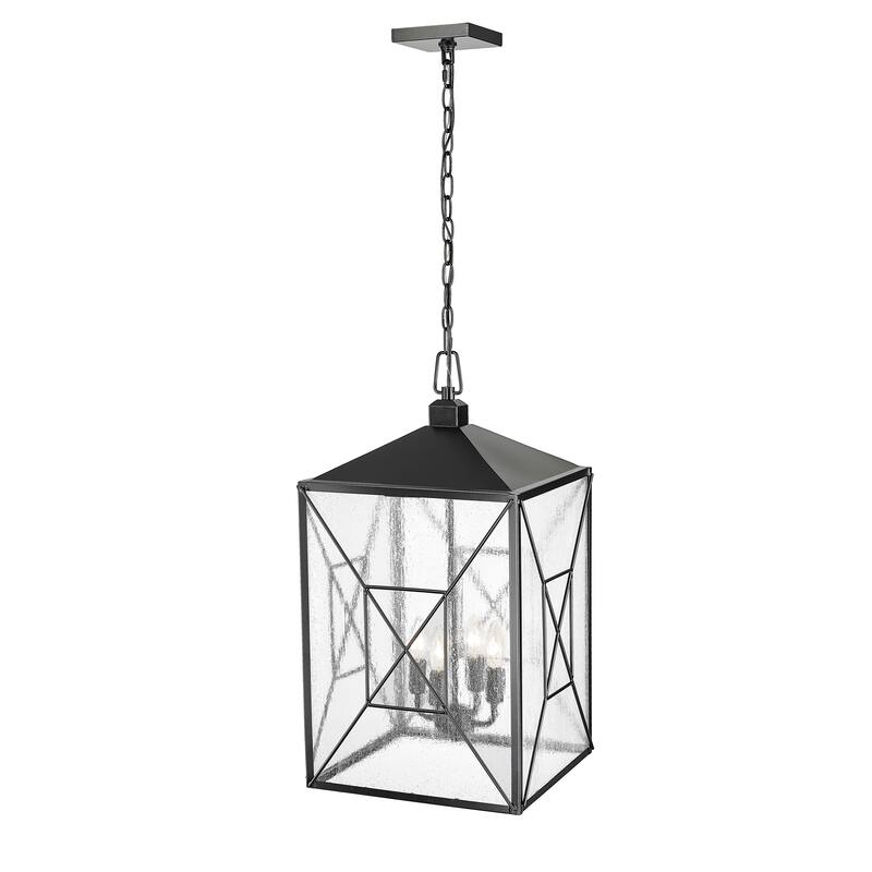 Millennium Lighting Devens 2 Light Outdoor Hanging Lantern in Powder Coated Bronze with Clear Seeded Glass Shades