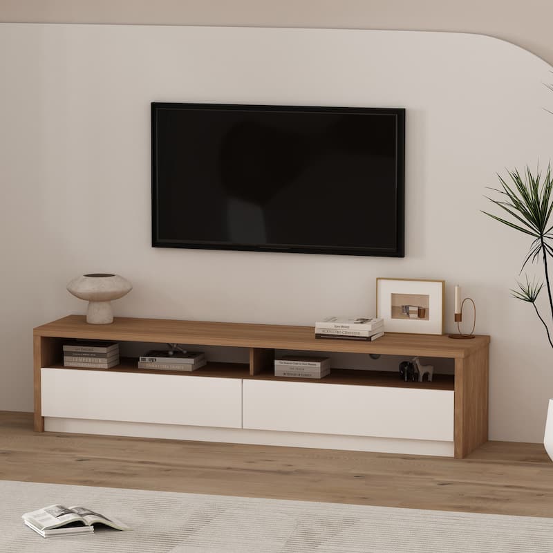 Manhattan Comfort Duncan 70" TV Stand - Maple and Off White